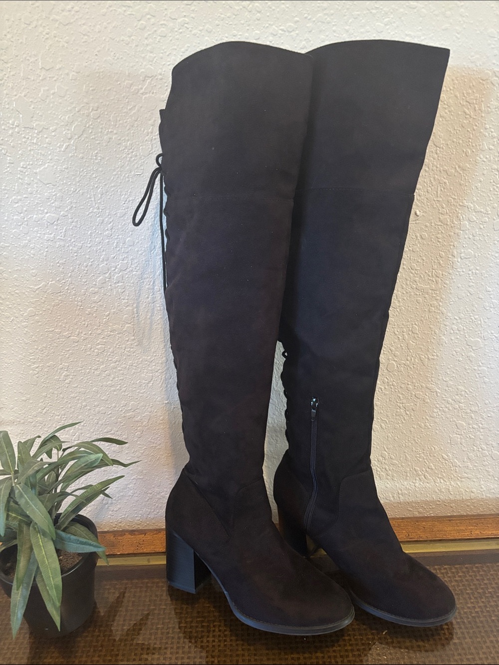 Black Over-the-Knee Block Heel Boots - Classic Women's Dress Boots